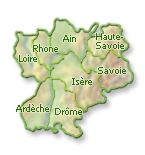 Rh&ocirc;ne-Alpes : Ain, Ard&egrave;che, Dr&ocirc;me, Haute-Savoie, Savoie, Is&egrave;re, Loire, Rh&ocirc;ne